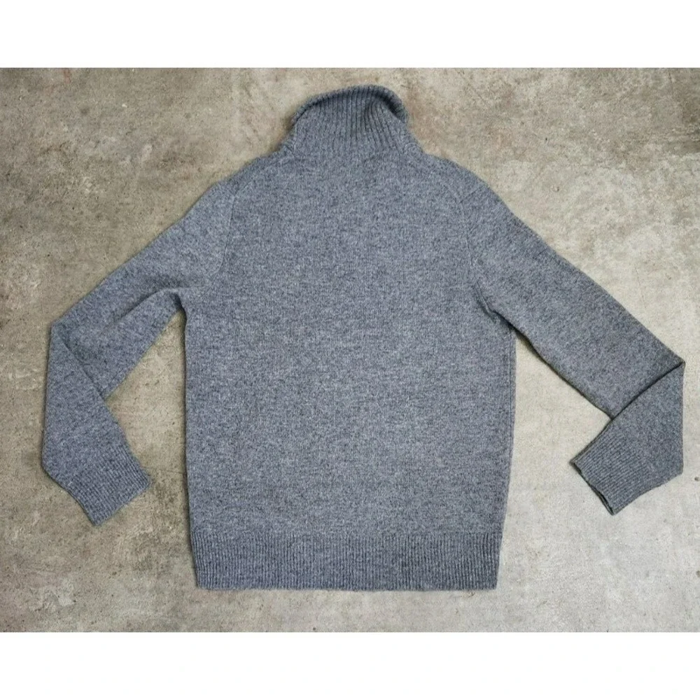 J. Crew Sweater Men's Large Gray Shawl Collar Lambswool Long‎ Sleeve